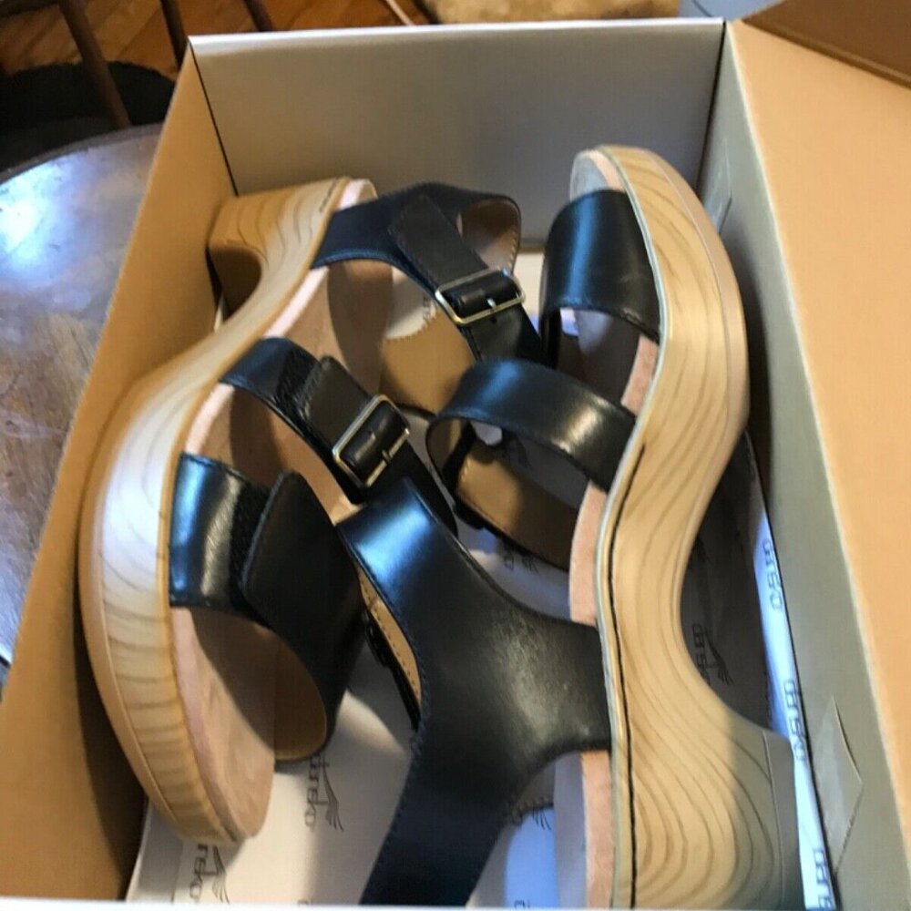 Dansko Malena Black Sandals-Size 38